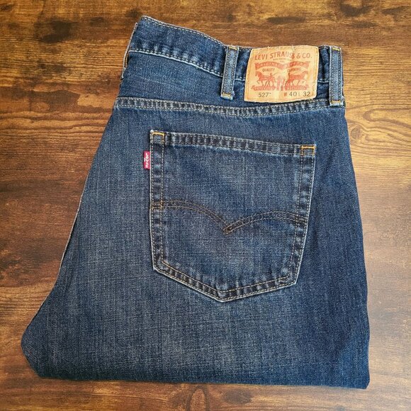 Levi's Jeans Mens 40x32 Slim 527 Bootcut Dark Wash Cotton Denim Western - Picture 3 of 10